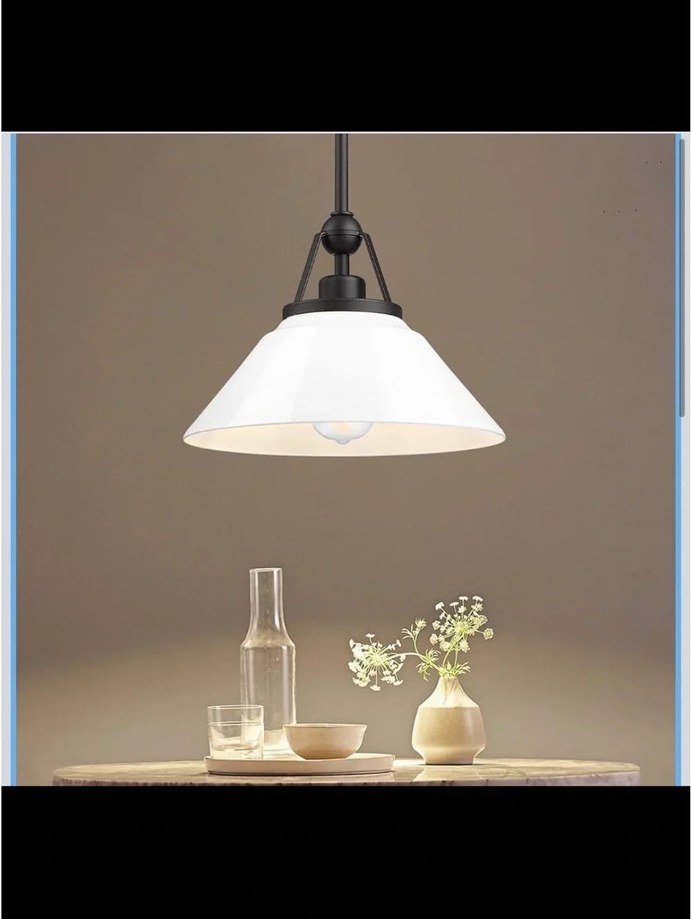 White Modern 12” Hanging Pendant Light Fixture - New in Box